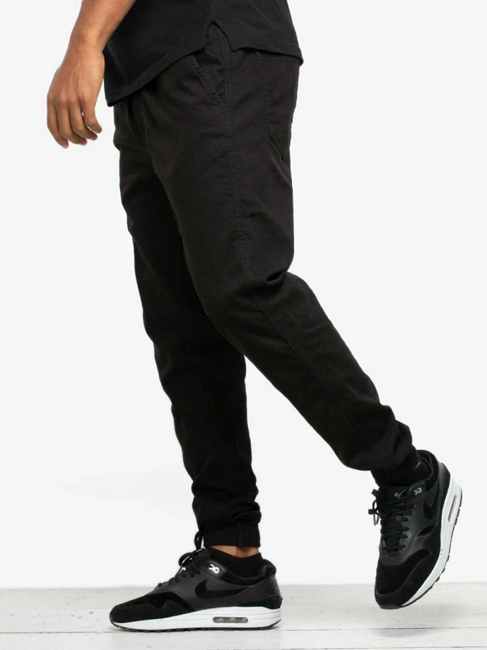 Spodnie męskie Materiałowe Jogger Jigga Wear Crown Stitch czarne/białe