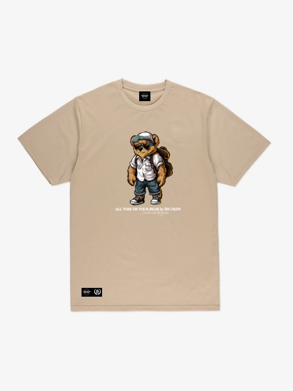 Koszulka męska t-shirt Środowisko Miejskie All time on tour Bear beżowa