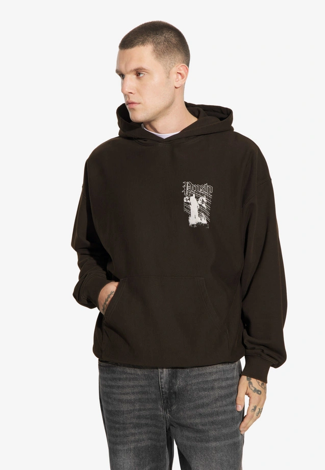 Bluza męska z kapturem oversize Prosto Shadow sprany czarny
