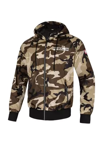 Kurtka męska wiosenna przejściowa Pit Bull Athletic Logo Nylon Jacket wiatrówka piaskowe camo