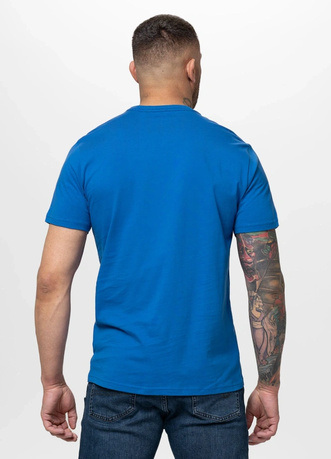 Koszulka męska T-Shirt Pitbull Logo Palms niebieska