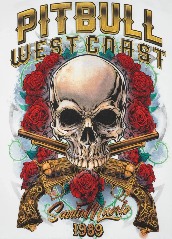 Koszulka męska T-Shirt Pit Bull Pitbull Santa Muerte biała