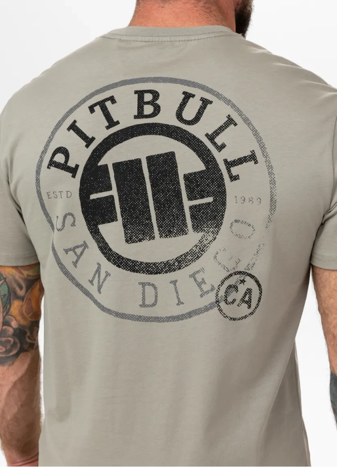 Koszulka męska T-Shirt Pit Bull Pitbull SD Stamp szara oliwkowa