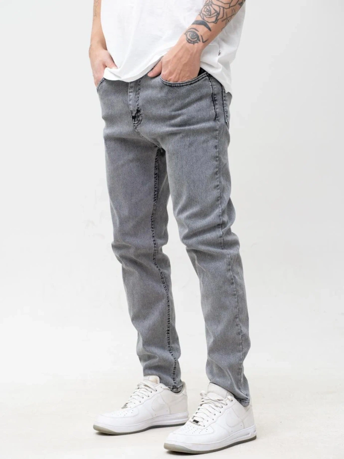 Spodnie męskie Jeans Jigga Wear Mini Haft Logo szare