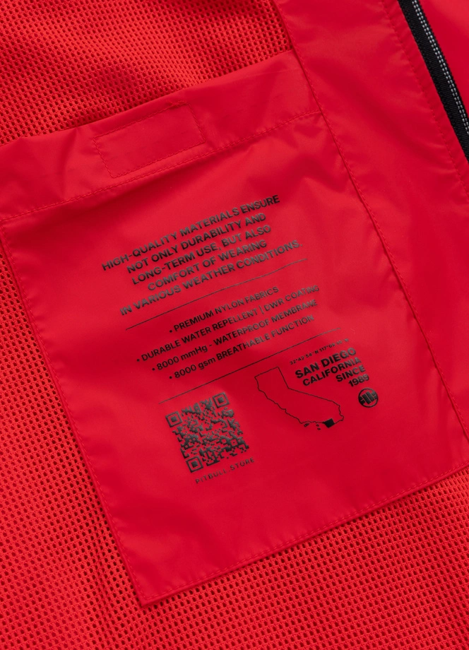 Kurtka męska wiosenna przejściowa Pit Bull Athletic Logo wiatrówka fluo czerwona