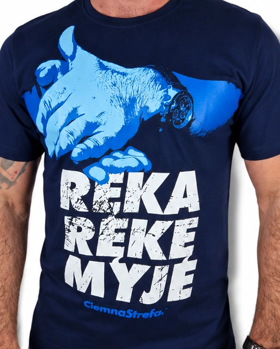 Koszulka męska T-shirt Ciemna Strefa Ręka Rękę Myje granatowa