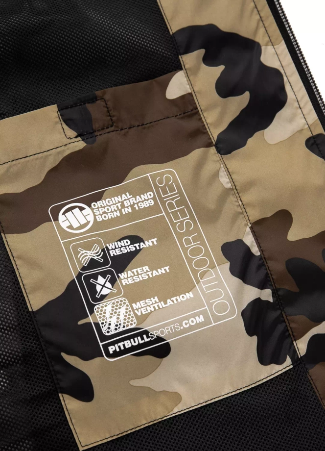 Kurtka męska wiosenna przejściowa Pit Bull Athletic Logo Nylon Jacket wiatrówka piaskowe camo