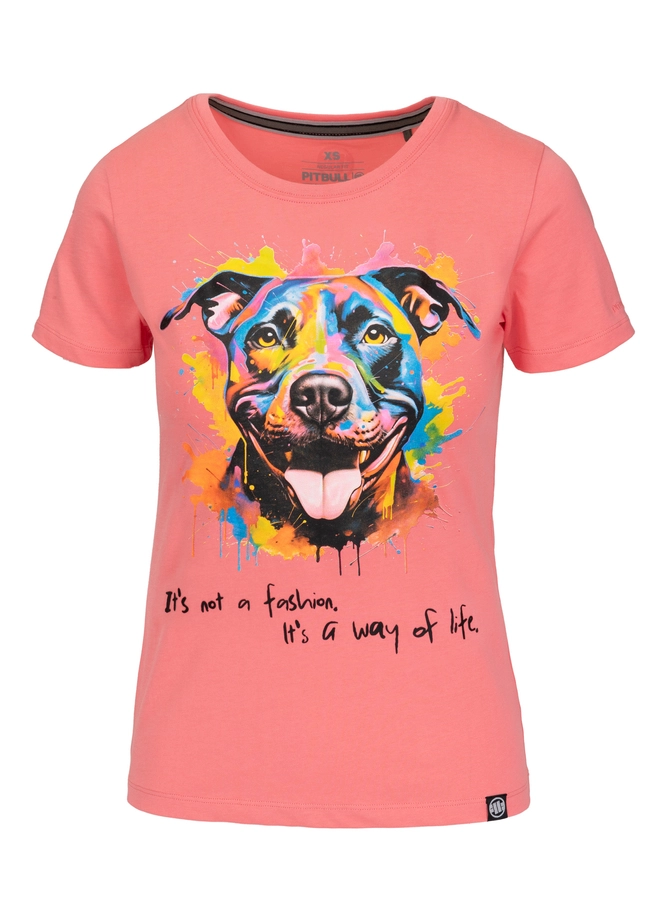 Koszulka t-shirt damska Pit Bull Pitbull Watercolor koralowa