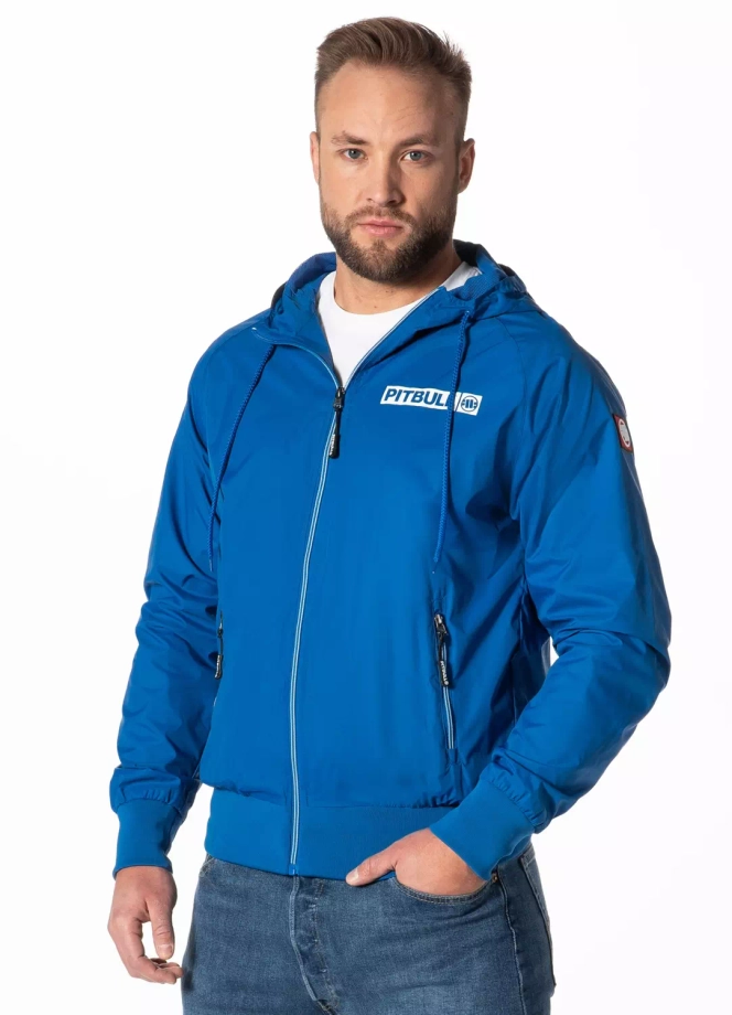Kurtka męska wiosenna przejściowa Pit Bull Athletic Logo Nylon Jacket wiatrówka niebieska