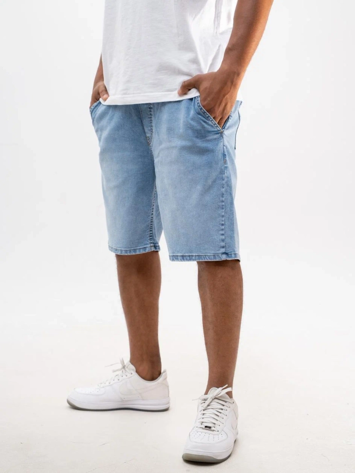 Spodenki szorty męskie jeans Baggy Jigga Wear Crown Gold jasno niebieskie