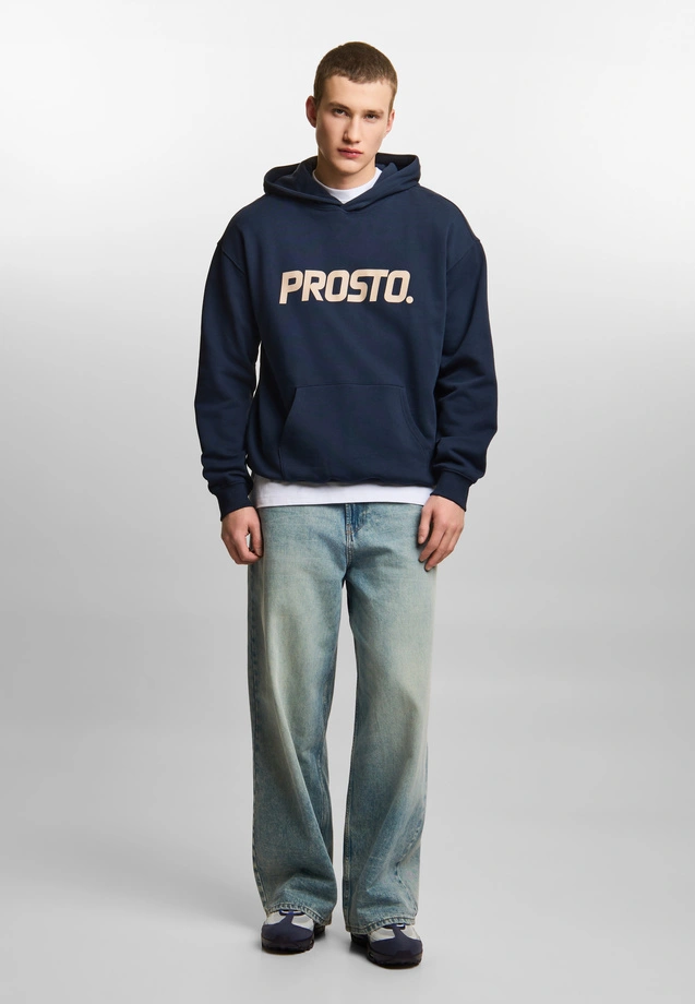 Bluza męska z kapturem streetwear Prosto Big Log granatowa