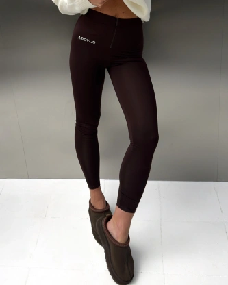 Legginsy damskie Olavoga LUXORA brązowe