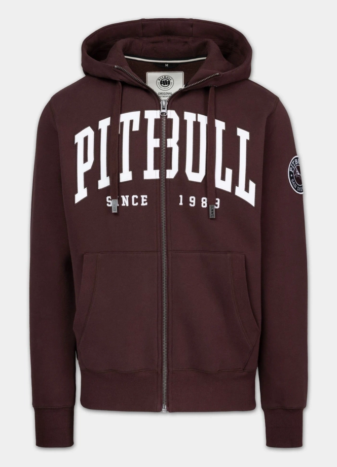 Bluza męska rozpinana z kapturem Pit Bull Norton ciemno bordowa