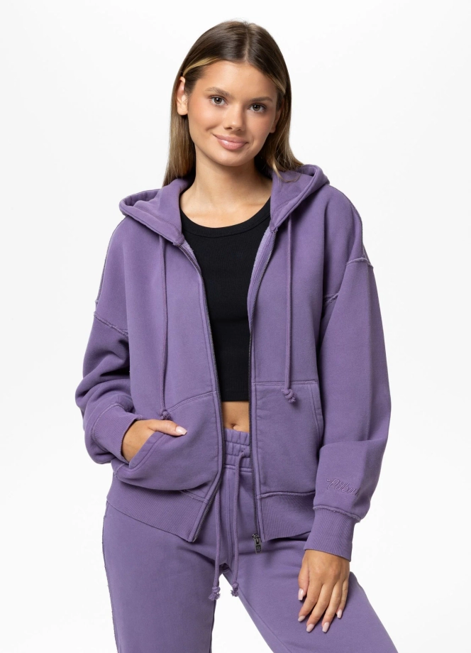 Bluza damska z kapturem ZIP Pitbull Washed Lovia fioletowa
