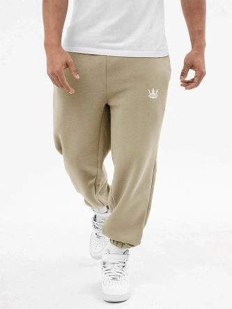 Spodnie męskie dresowe Jigga Wear Small Crown jasne beżowe
