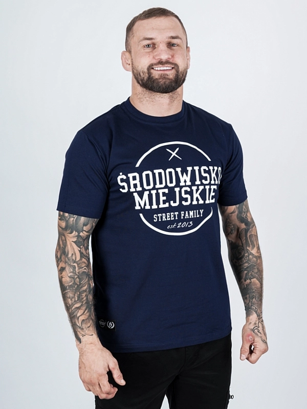 Koszulka męska t-shirt Środowisko Miejskie Theme granatowo/biała