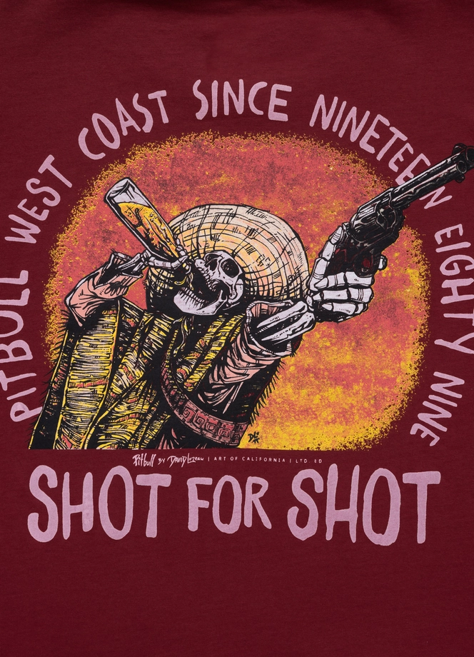 Koszulka męska T-Shirt Pit Bull Pitbull Shot For Shot bordowa
