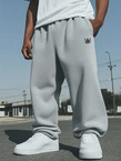 Spodnie dresowe męskie Baggy Jigga Wear Haft Logo Drawcord jasne szare
