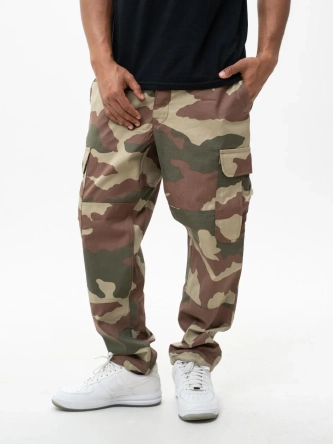 Spodnie Materiałowe Baggy Bojówki Jigga Wear Ripstop Military brązowo/zielone camo