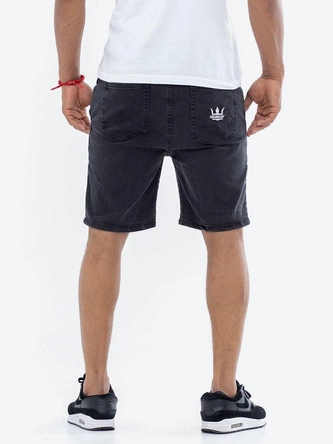 Spodenki szorty męskie jeans Jigga Wear Crown Pocket sprane czarne