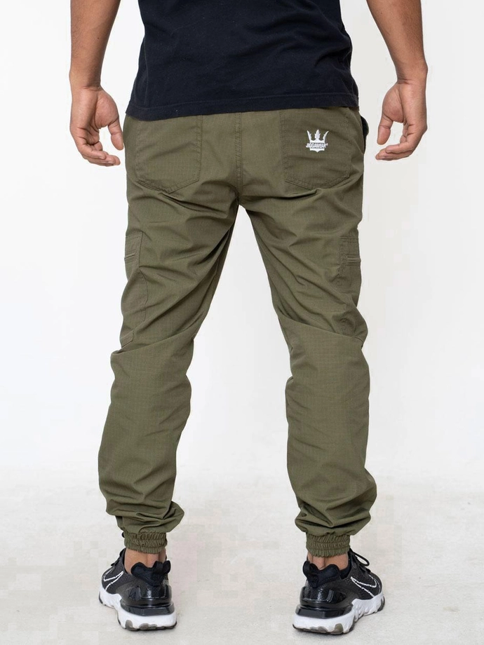Spodnie męskie Materiałowe Jogger Bojówki Jigga Wear Crown Ripstop Cargo khaki zielone