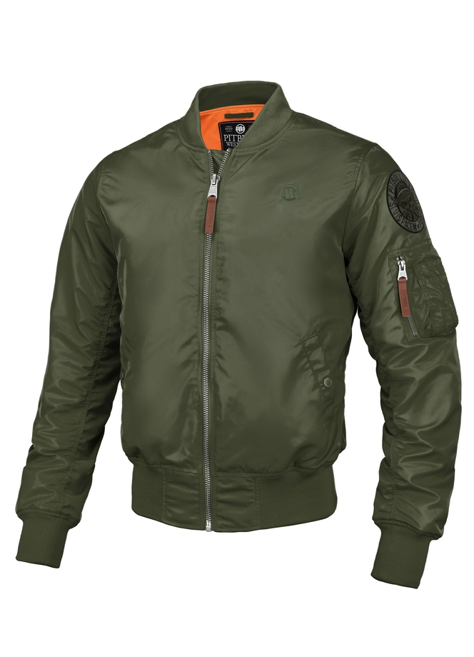 Kurtka męska przejściowa wiosenna Pit Bull MA 1 Logo Flight Jacket 2 bomber zielona