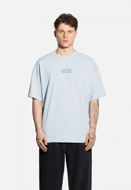 Koszulka męska t-shirt oversize Prosto Box 2.0 jasno niebieska