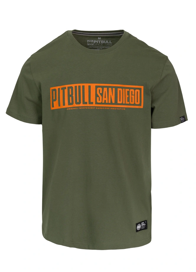 Koszulka męska T-Shirt Pitbull Eighty Nine Dog oliwkowa zielona