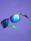 Okulary przeciwsłoneczne Jigga Wear Name Contrast Wayfarer czarno/zielono/fioletowe