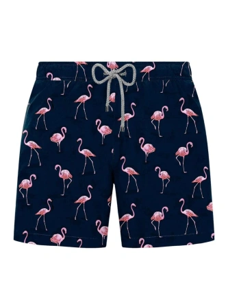 Spodenki męskie kąpielowe John Frank Flamingo granatowe