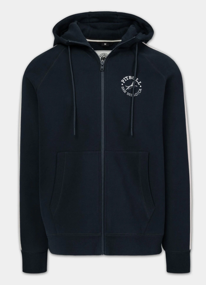 Bluza męska rozpinana z kapturem Pit Bull San Diego CA ciemno granatowa