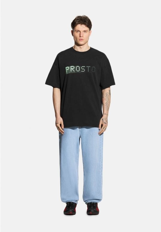 Koszulka męska t-shirt oversize Prosto Blizz grafitowa czarna