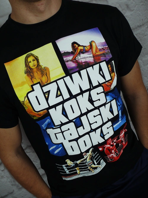 Koszulka męska T-shirt Public Enemy Dziwki Koks Tajski Boks czarna