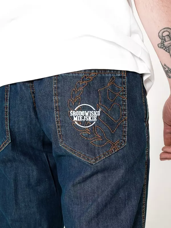 Spodnie męskie jogger jeans Środowisko Miejskie Laur ciemne niebieskie