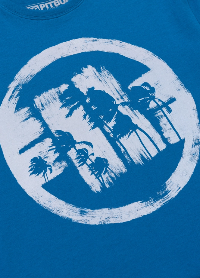 Koszulka męska T-Shirt Pitbull Logo Palms niebieska