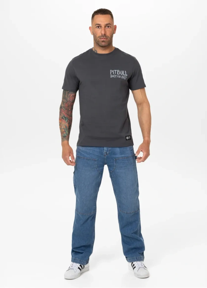 Koszulka męska T-Shirt Pit Bull Pitbull Shot For Shot grafitowa szara