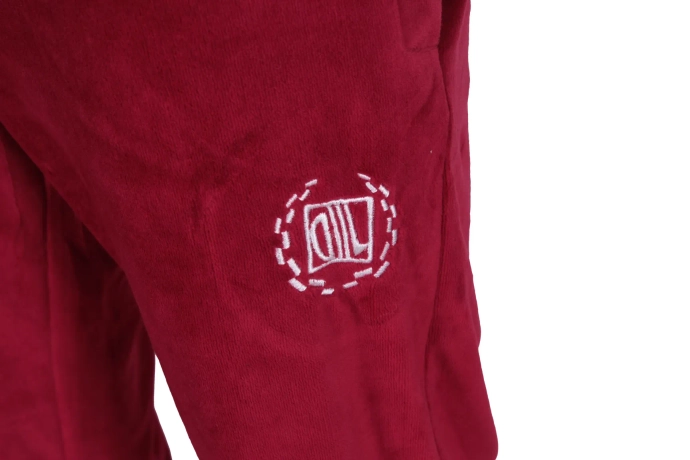 Komplet dresowy męski welur Diil Laur bordowy
