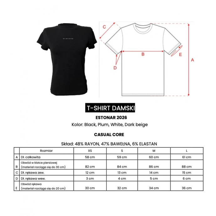 T-shirt damski OLAVOGA ESTONAR ciemnobeżowy