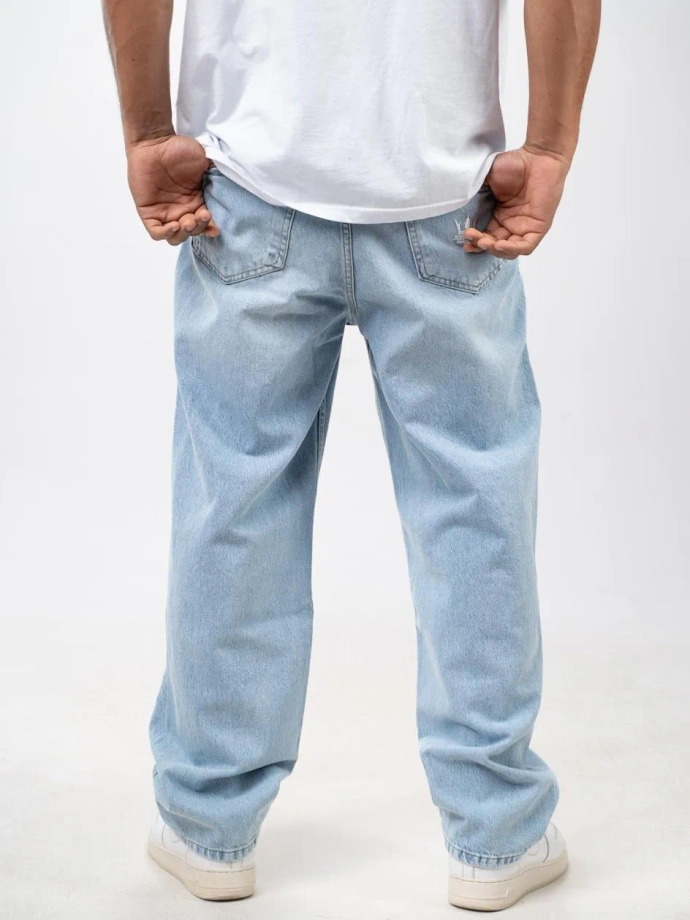 Spodnie męskie Jeans Baggy Jigga Wear Crown niebieskie