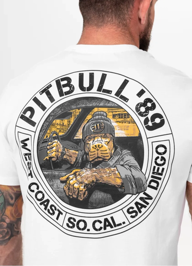Koszulka męska T-Shirt Pit Bull Pitbull Driving biała