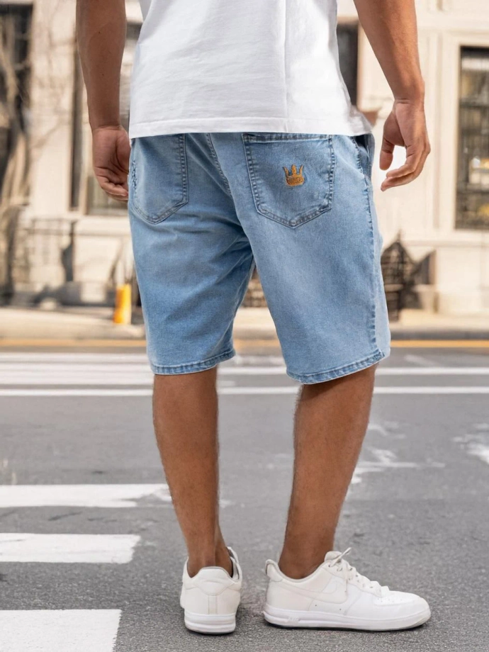 Spodenki szorty męskie jeans Baggy Jigga Wear Crown Gold jasno niebieskie