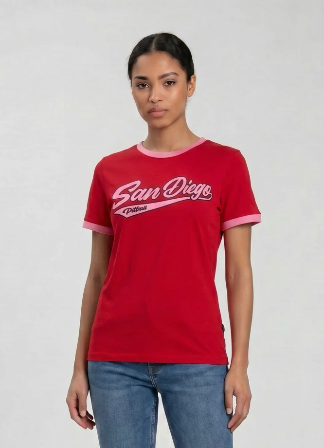 Koszulka t-shirt damska Pit Bull San Diego Angel czerwona