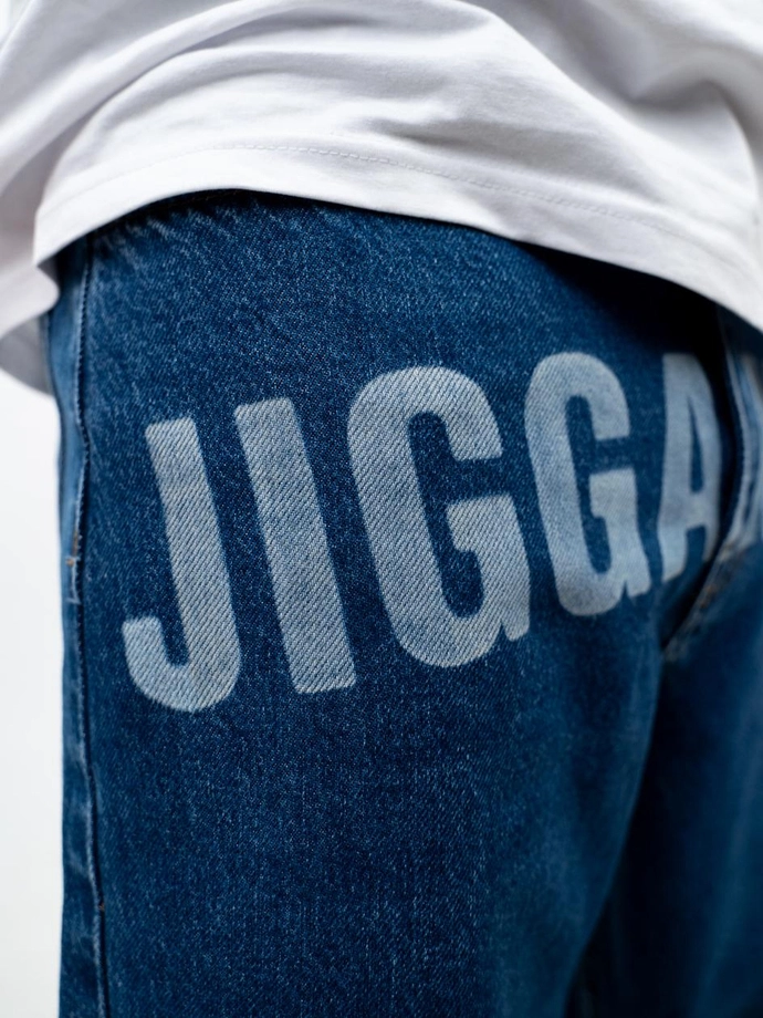 Spodnie męskie Jeans Baggy Jigga Wear Front Laser niebieskie