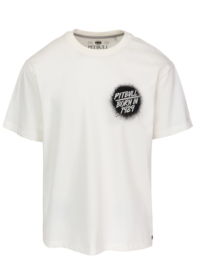 Koszulka męska T-Shirt oversize Pitbull Graffiti Loose Fit biała