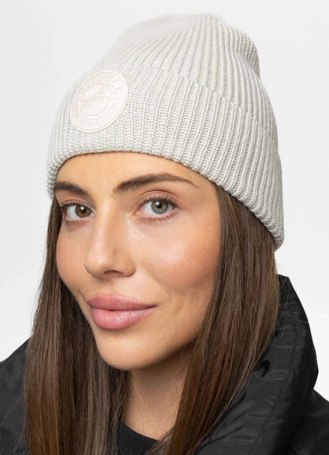 Czapka zimowa Pitbull Beanie San Diego CA złamana biel