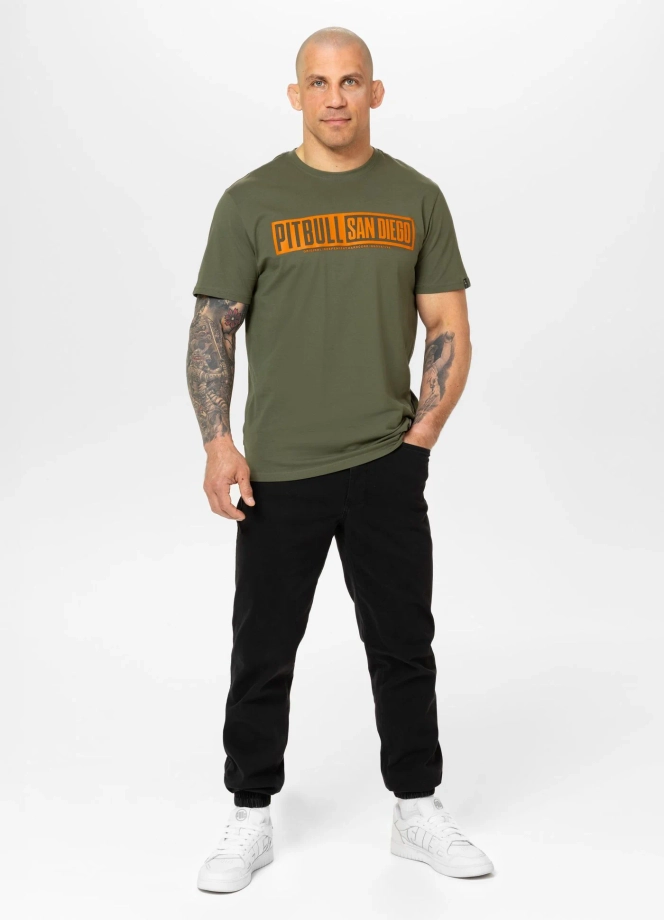 Koszulka męska T-Shirt Pitbull Eighty Nine Dog oliwkowa zielona