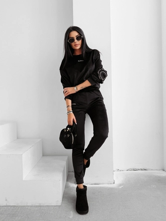 Komplet damski welurowy Olavoga Velvet Ash czarny