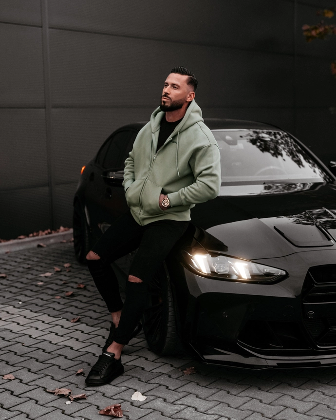 Bluza męska rozpinana z kapturem Olavoga Evlo zielona