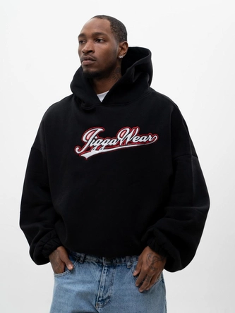 Bluza męska z kapturem oversize Jigga Wear Written Logo czarna