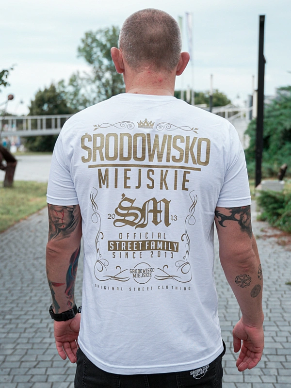 Koszulka męska t-shirt Środowisko Miejskie Theme biała/złota
